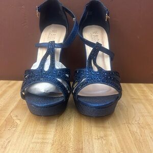 De Blossom Collection Navy Glitter Heels